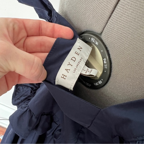 Navy white embroidered flutter sleeveless dress size large Hayden Loss Angeles - Picture 2 of 4